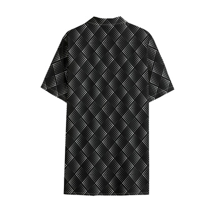 Dot Geometric Square Pattern Print Cotton Hawaiian Shirt
