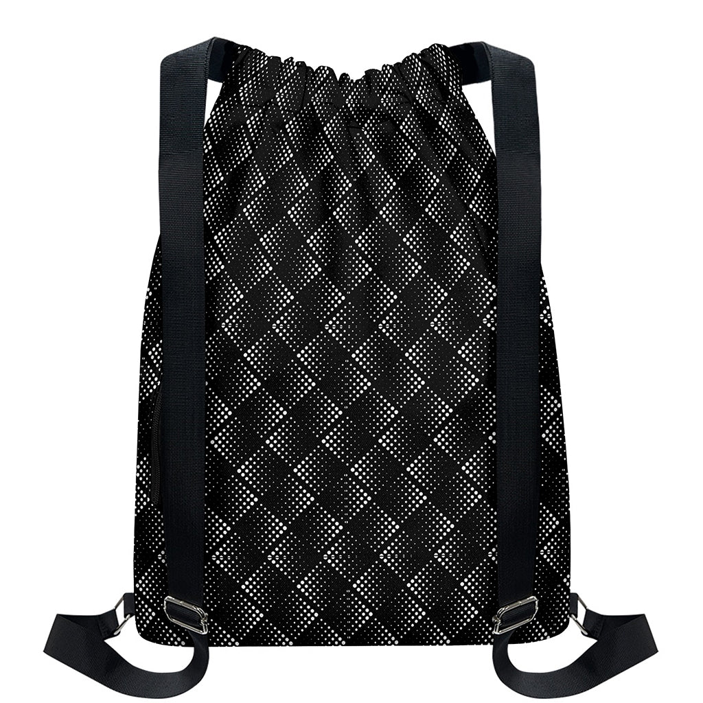 Dot Geometric Square Pattern Print Drawstring Backpack