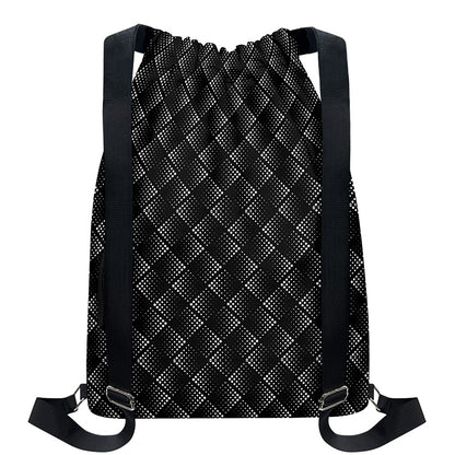 Dot Geometric Square Pattern Print Drawstring Backpack