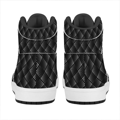 Dot Geometric Square Pattern Print High Top Leather Sneakers