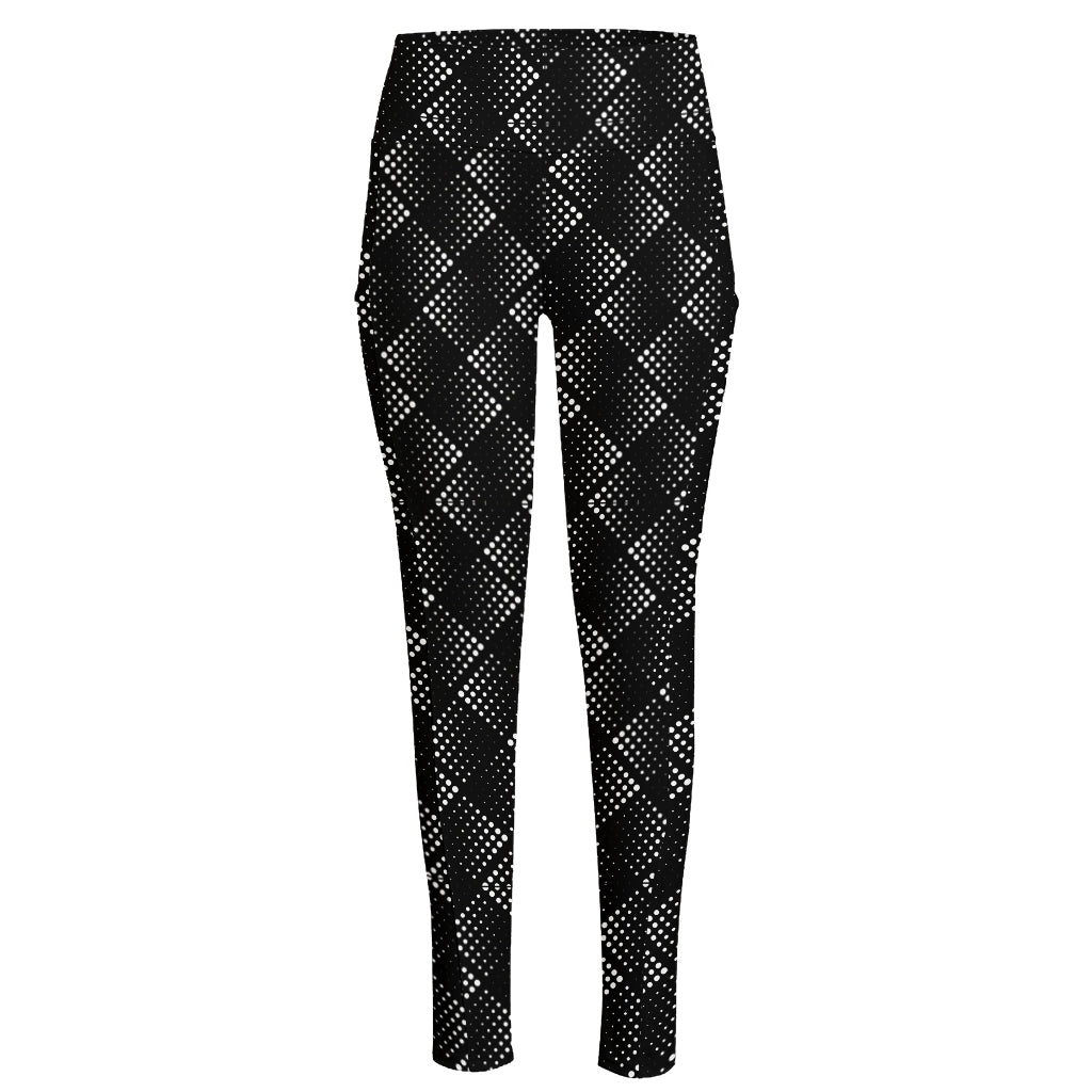 Dot Geometric Square Pattern Print High-Waisted Pocket Leggings