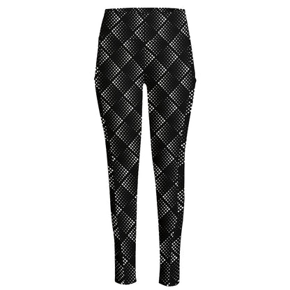 Dot Geometric Square Pattern Print High-Waisted Pocket Leggings