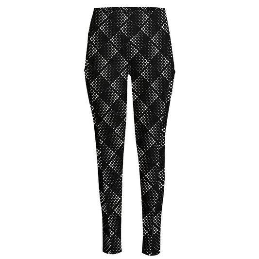 Dot Geometric Square Pattern Print High-Waisted Pocket Leggings