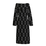 Dot Geometric Square Pattern Print Hooded Bathrobe