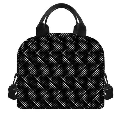 Dot Geometric Square Pattern Print Insulated Lunch Bag