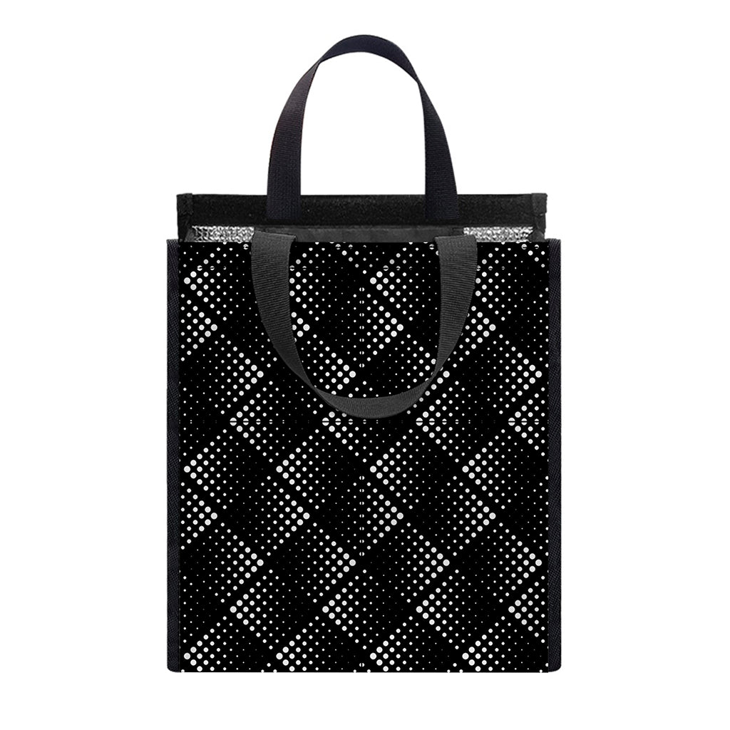Dot Geometric Square Pattern Print Insulated Lunch Tote