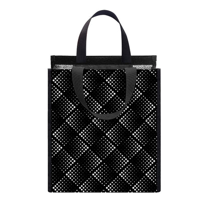 Dot Geometric Square Pattern Print Insulated Lunch Tote