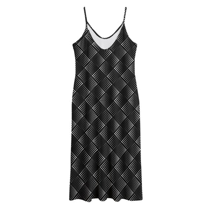 Dot Geometric Square Pattern Print Jersey Midi Cami Dress