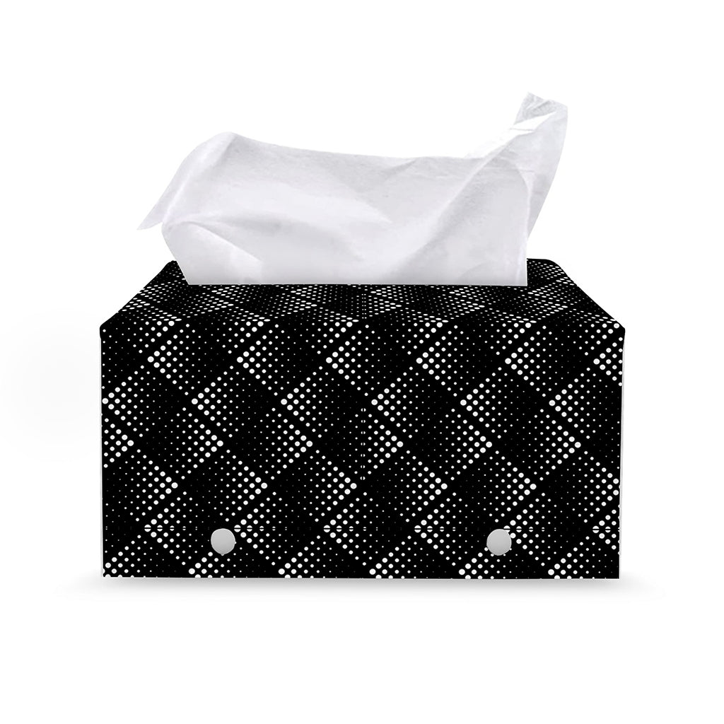 Dot Geometric Square Pattern Print Leather Tissue Box Cover