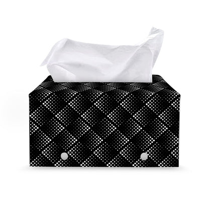 Dot Geometric Square Pattern Print Leather Tissue Box Cover