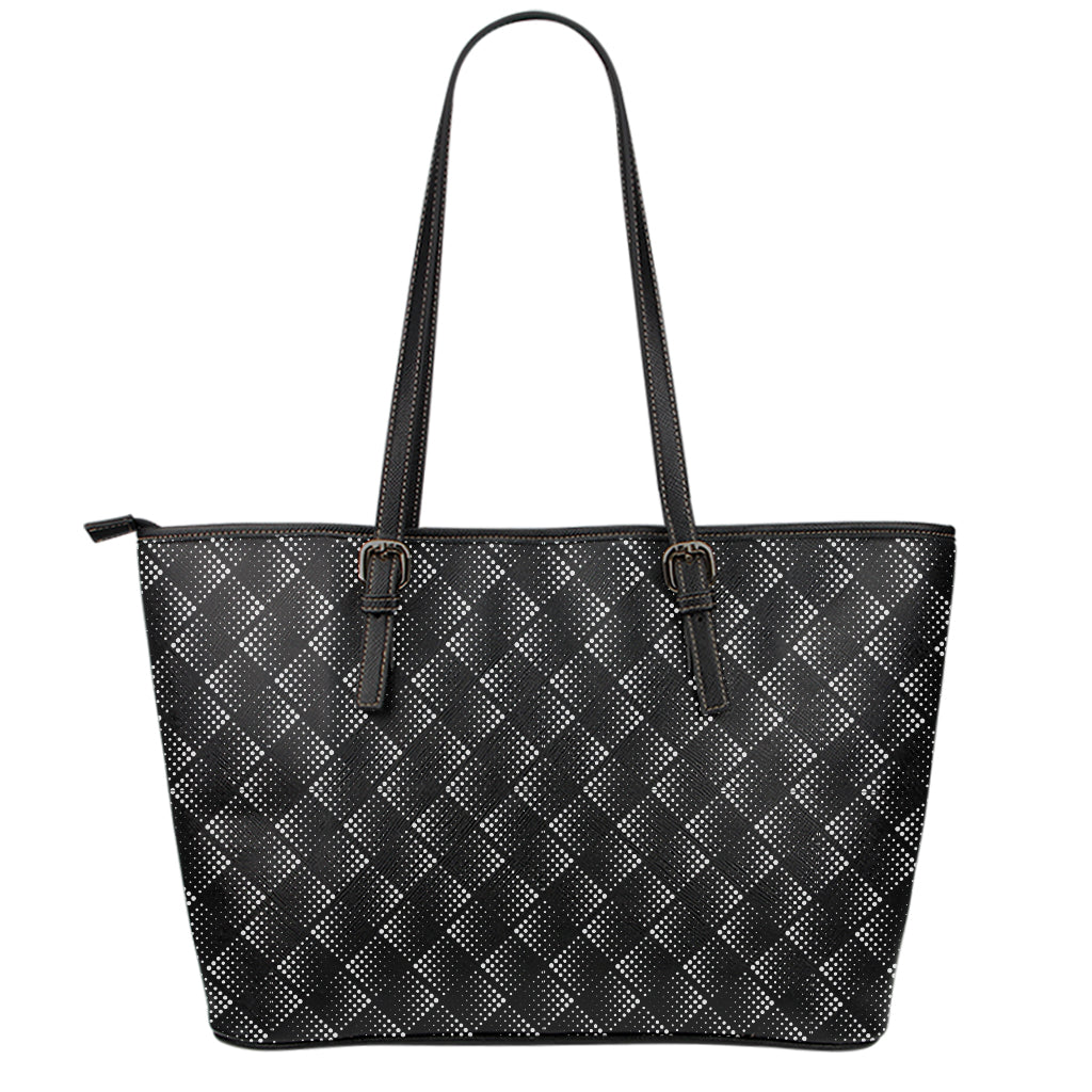 Dot Geometric Square Pattern Print Leather Tote Bag
