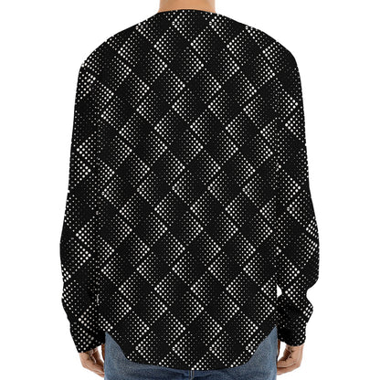 Dot Geometric Square Pattern Print Long Sleeve Baseball Jersey