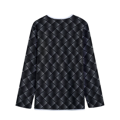 Dot Geometric Square Pattern Print Long Sleeve Short Coat