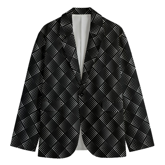 Dot Geometric Square Pattern Print Men's Blazer