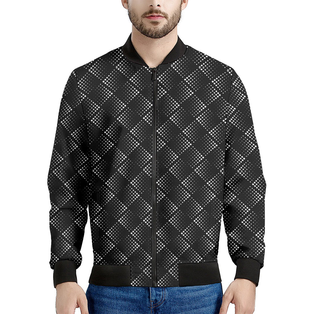Dot Geometric Square Pattern Print Men's Bomber Jacket