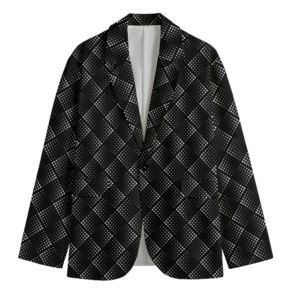 Dot Geometric Square Pattern Print Men's Cotton Blazer