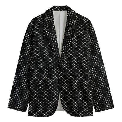 Dot Geometric Square Pattern Print Men's Cotton Blazer