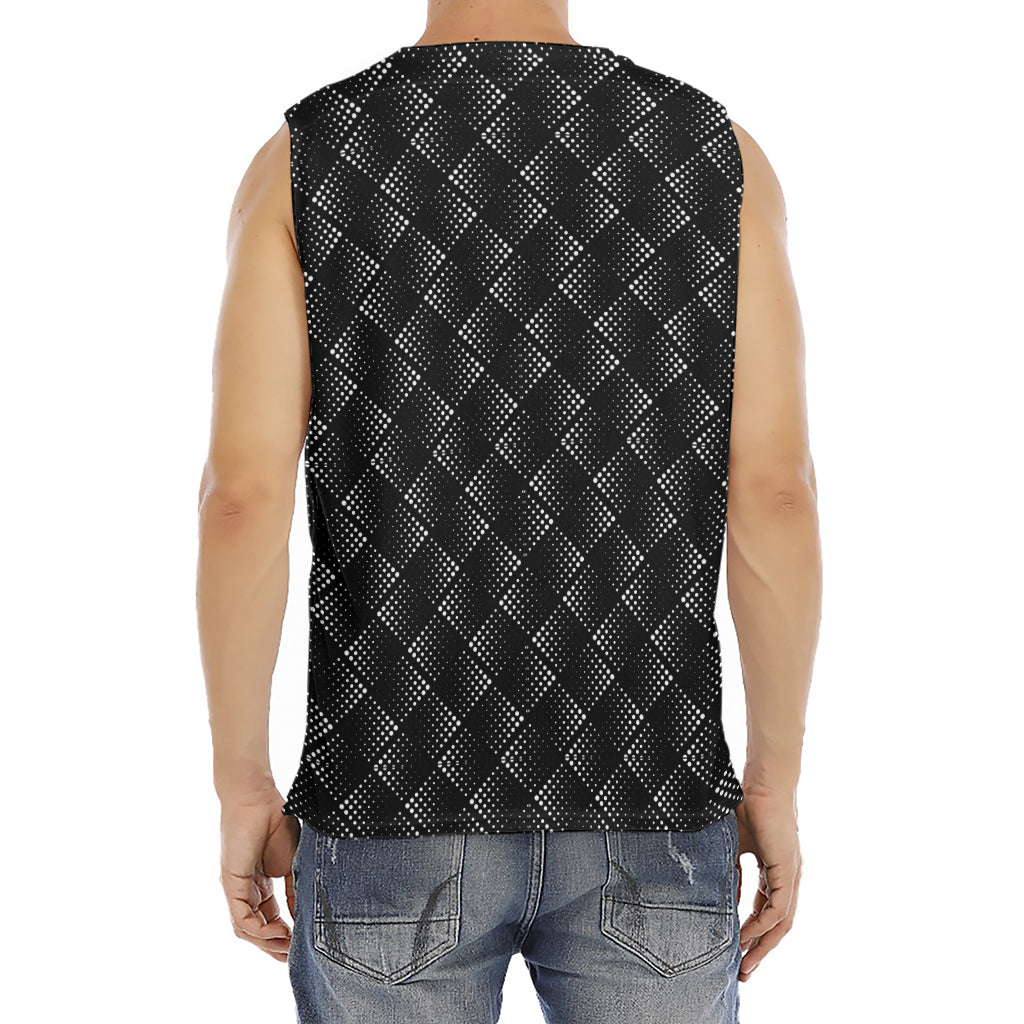Dot Geometric Square Pattern Print Men's Fitness Tank Top