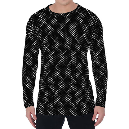 Dot Geometric Square Pattern Print Men's Long Sleeve T-Shirt