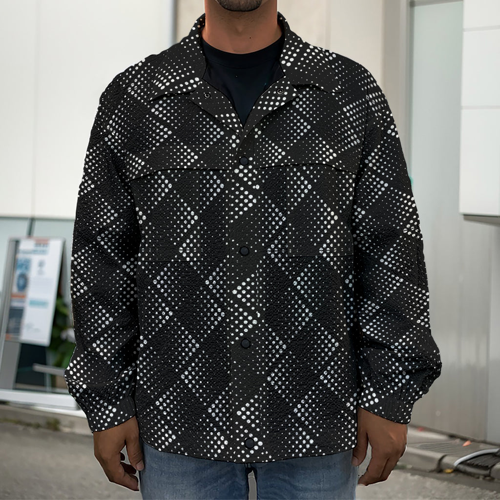 Dot Geometric Square Pattern Print Men's Shirt Jacket
