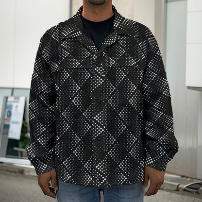 Dot Geometric Square Pattern Print Men's Shirt Jacket