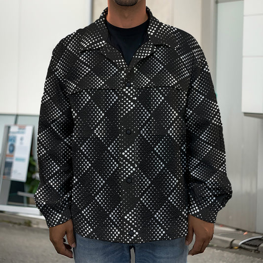 Dot Geometric Square Pattern Print Men's Shirt Jacket