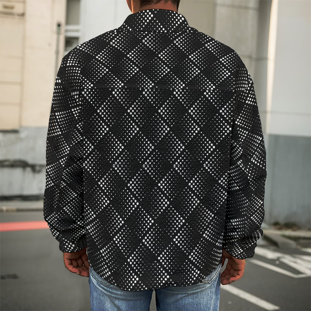 Dot Geometric Square Pattern Print Men's Shirt Jacket