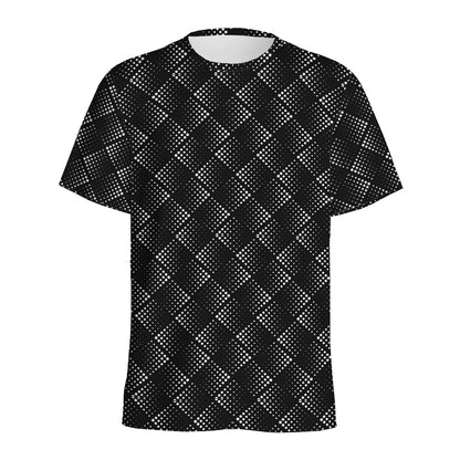 Dot Geometric Square Pattern Print Men's Sports T-Shirt