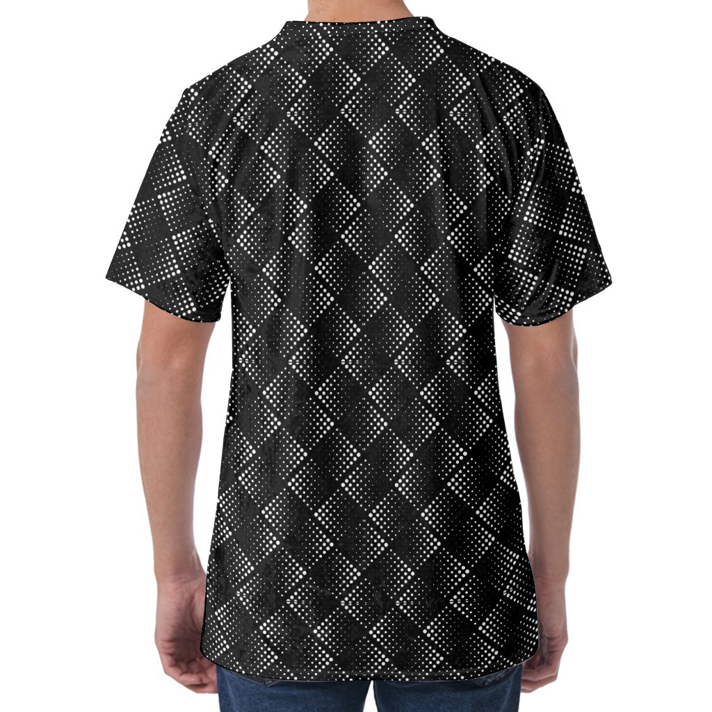 Dot Geometric Square Pattern Print Men's Velvet T-Shirt