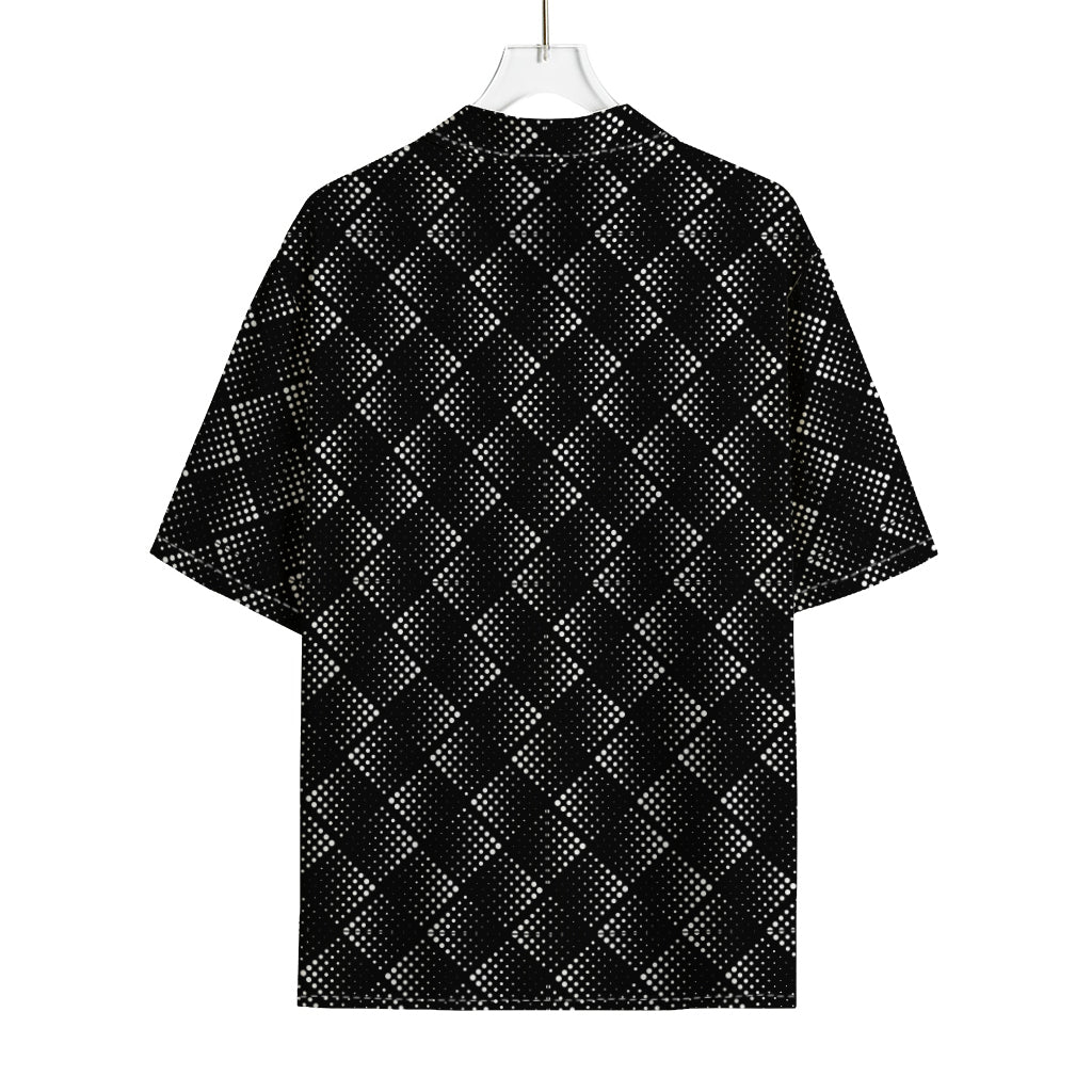 Dot Geometric Square Pattern Print Rayon Hawaiian Shirt