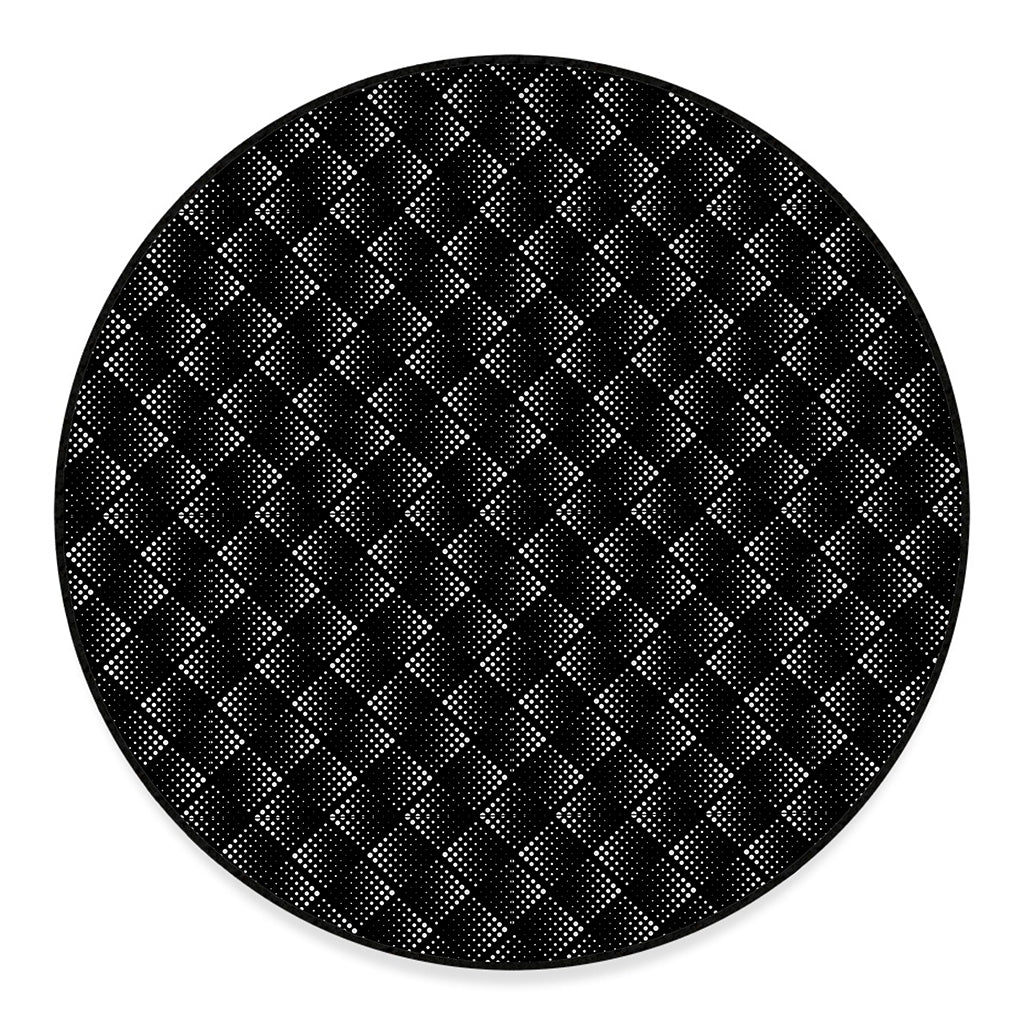 Dot Geometric Square Pattern Print Round Floor Mat