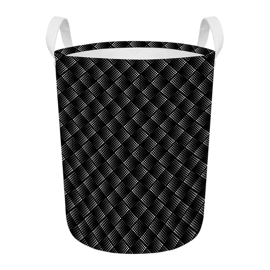 Dot Geometric Square Pattern Print Round Laundry Basket
