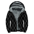 Dot Geometric Square Pattern Print Sherpa Lined Zip Up Hoodie
