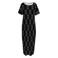 Dot Geometric Square Pattern Print Short Sleeve Long Nightdress
