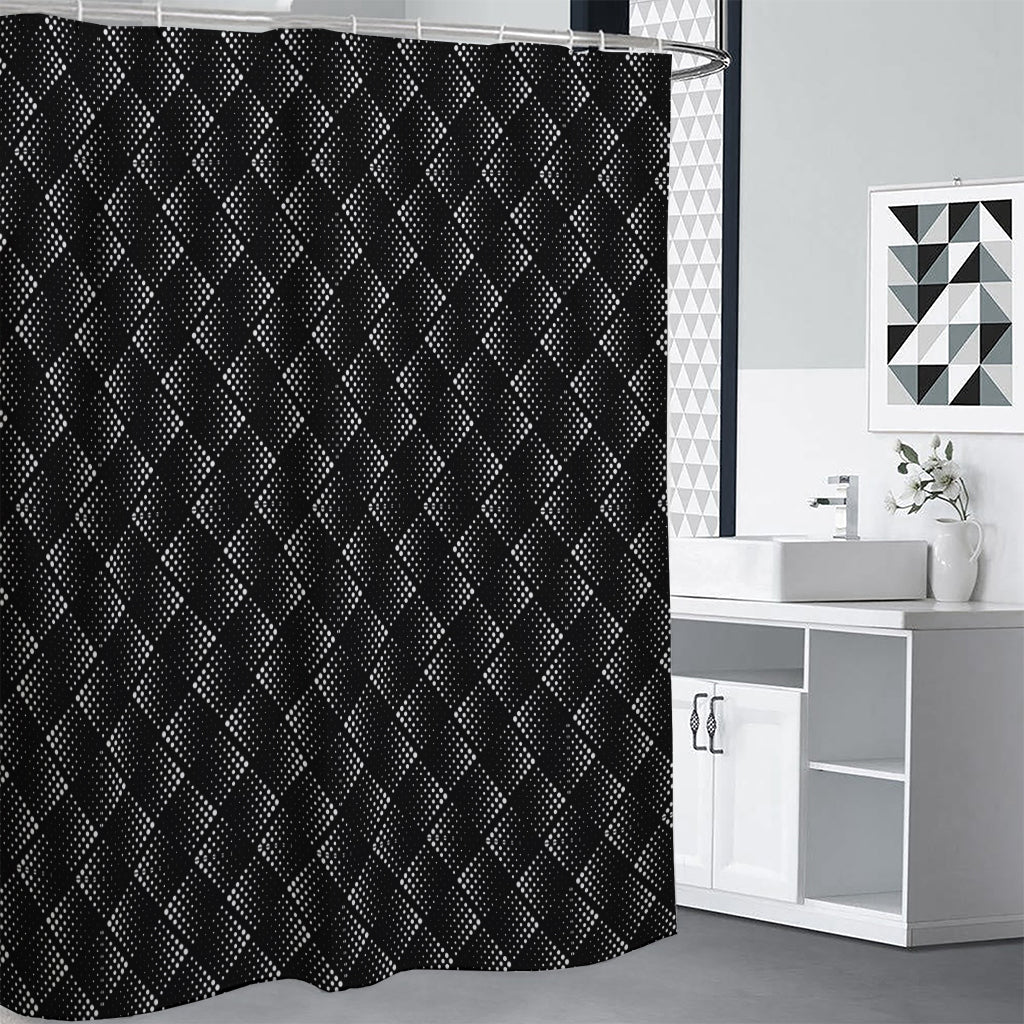 Dot Geometric Square Pattern Print Shower Curtain