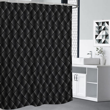 Dot Geometric Square Pattern Print Shower Curtain