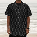 Dot Geometric Square Pattern Print Textured Short Sleeve Shirt