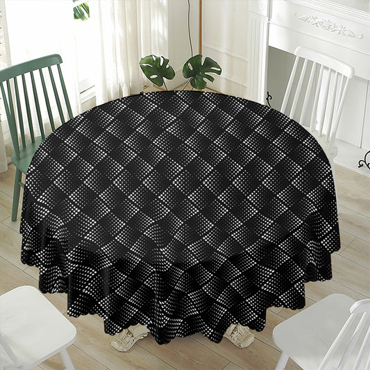 Dot Geometric Square Pattern Print Waterproof Round Tablecloth