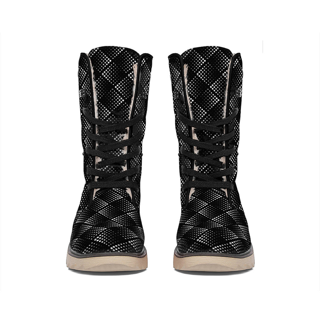 Dot Geometric Square Pattern Print Winter Boots