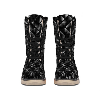 Dot Geometric Square Pattern Print Winter Boots