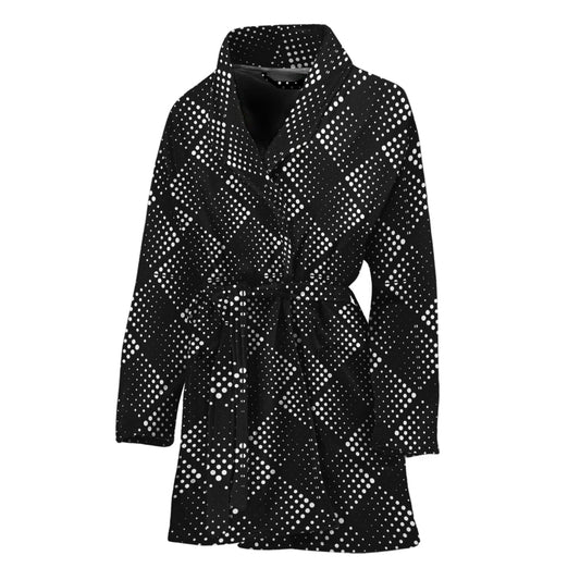Dot Geometric Square Pattern Print Women's Bathrobe