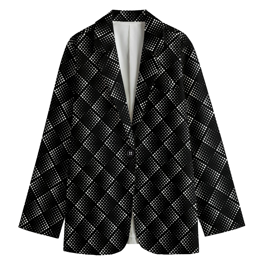 Dot Geometric Square Pattern Print Women's Cotton Blazer