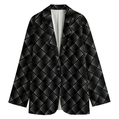 Dot Geometric Square Pattern Print Women's Cotton Blazer