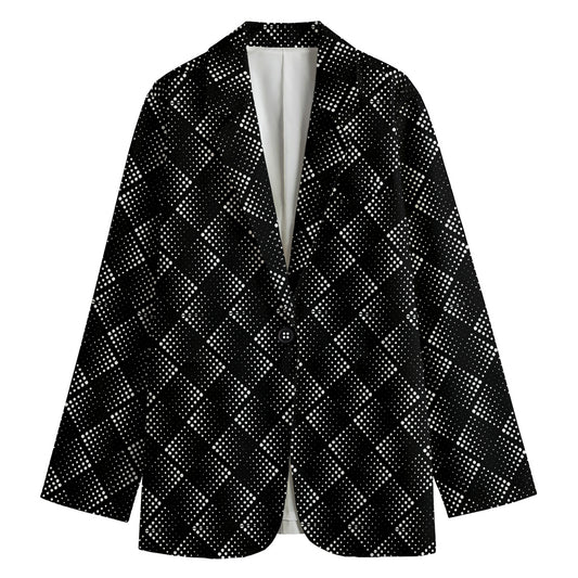 Dot Geometric Square Pattern Print Women's Cotton Blazer