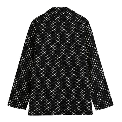 Dot Geometric Square Pattern Print Women's Cotton Blazer