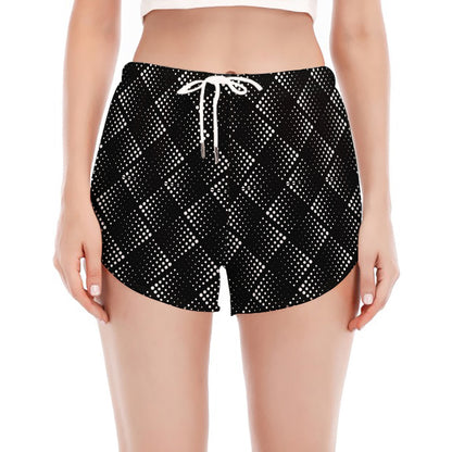 Dot Geometric Square Pattern Print Women's Split Running Shorts