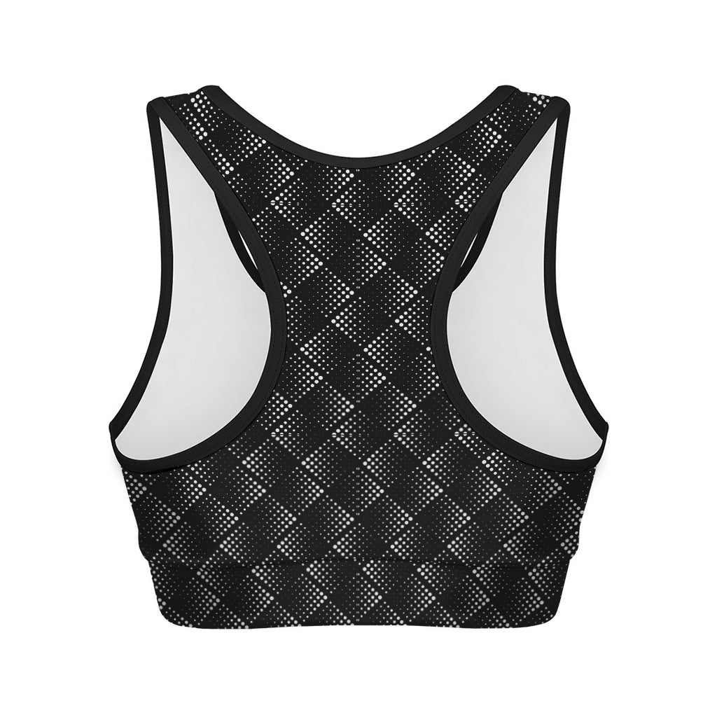 Dot Geometric Square Pattern Print Women's Sports Bra