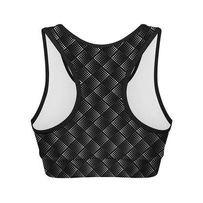 Dot Geometric Square Pattern Print Women's Sports Bra