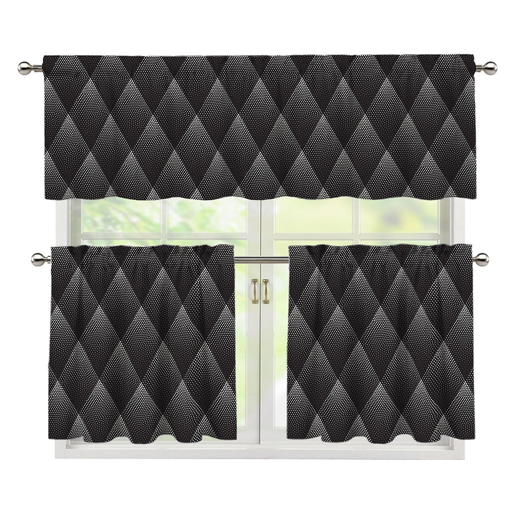 Dot Geometric Triangle Pattern Print 3 Piece Kitchen Curtains