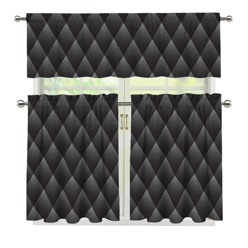 Dot Geometric Triangle Pattern Print 3 Piece Kitchen Curtains